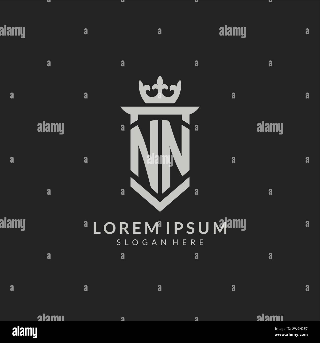 Initial NN shield and crown logo style vector graphic Stock Vector