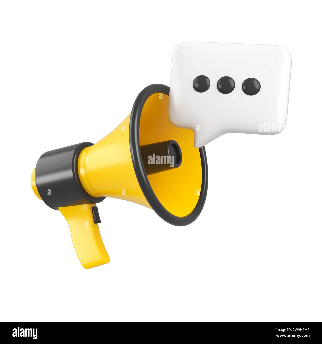 Yellow and black megaphone with chat bubble up message speech dialog