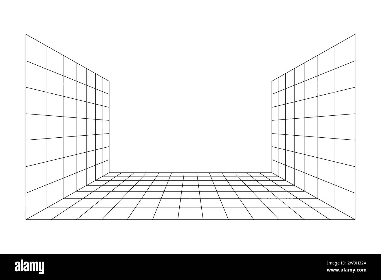 Perspective grid room background vector illustration. Stock Vector