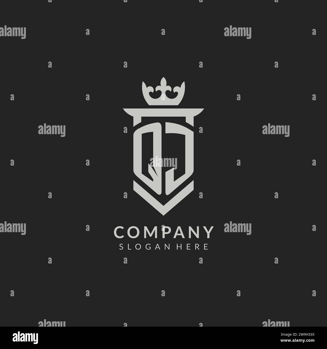 Initial QJ shield and crown logo style vector graphic Stock Vector ...