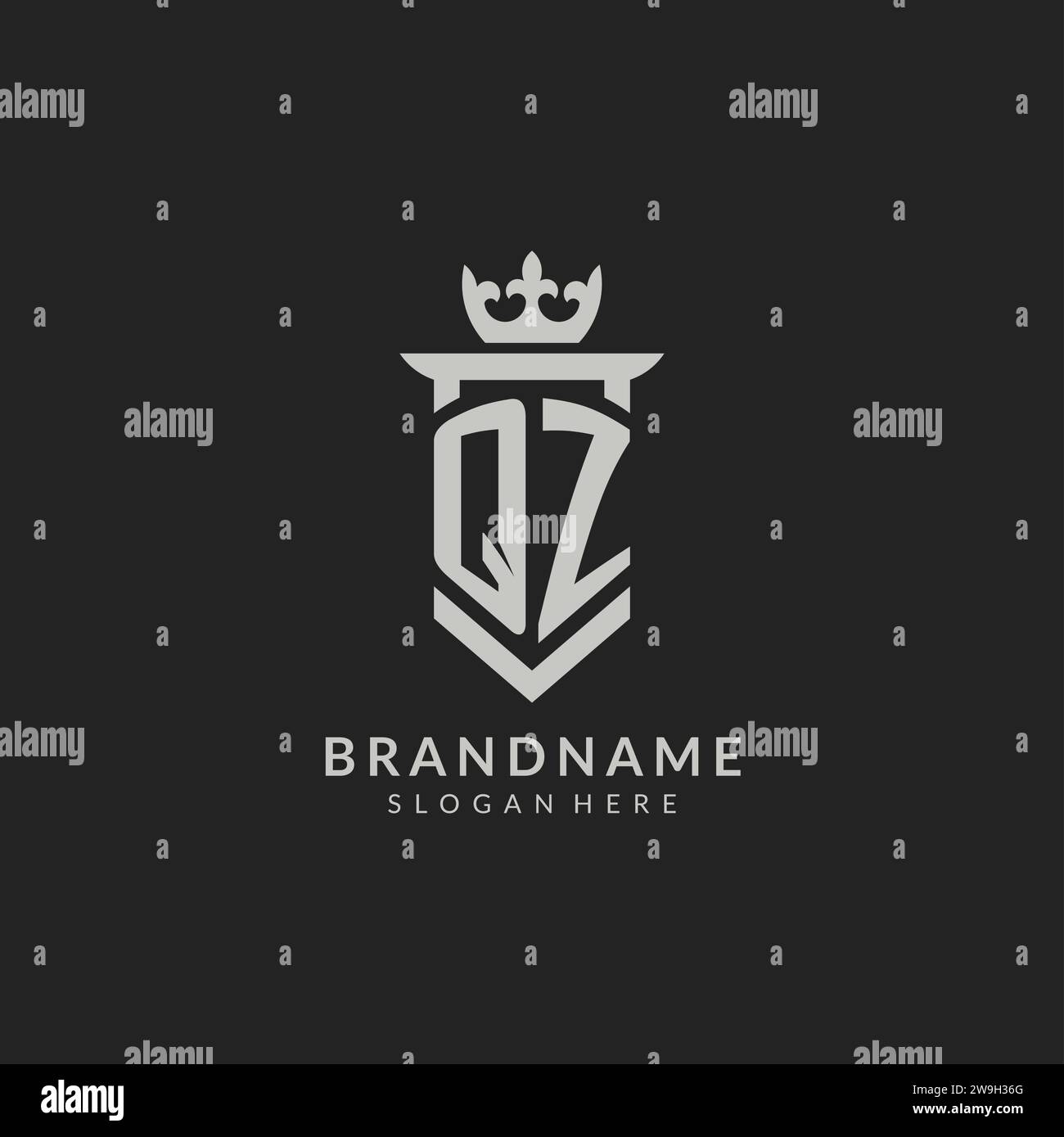 Initial QZ shield and crown logo style vector graphic Stock Vector ...