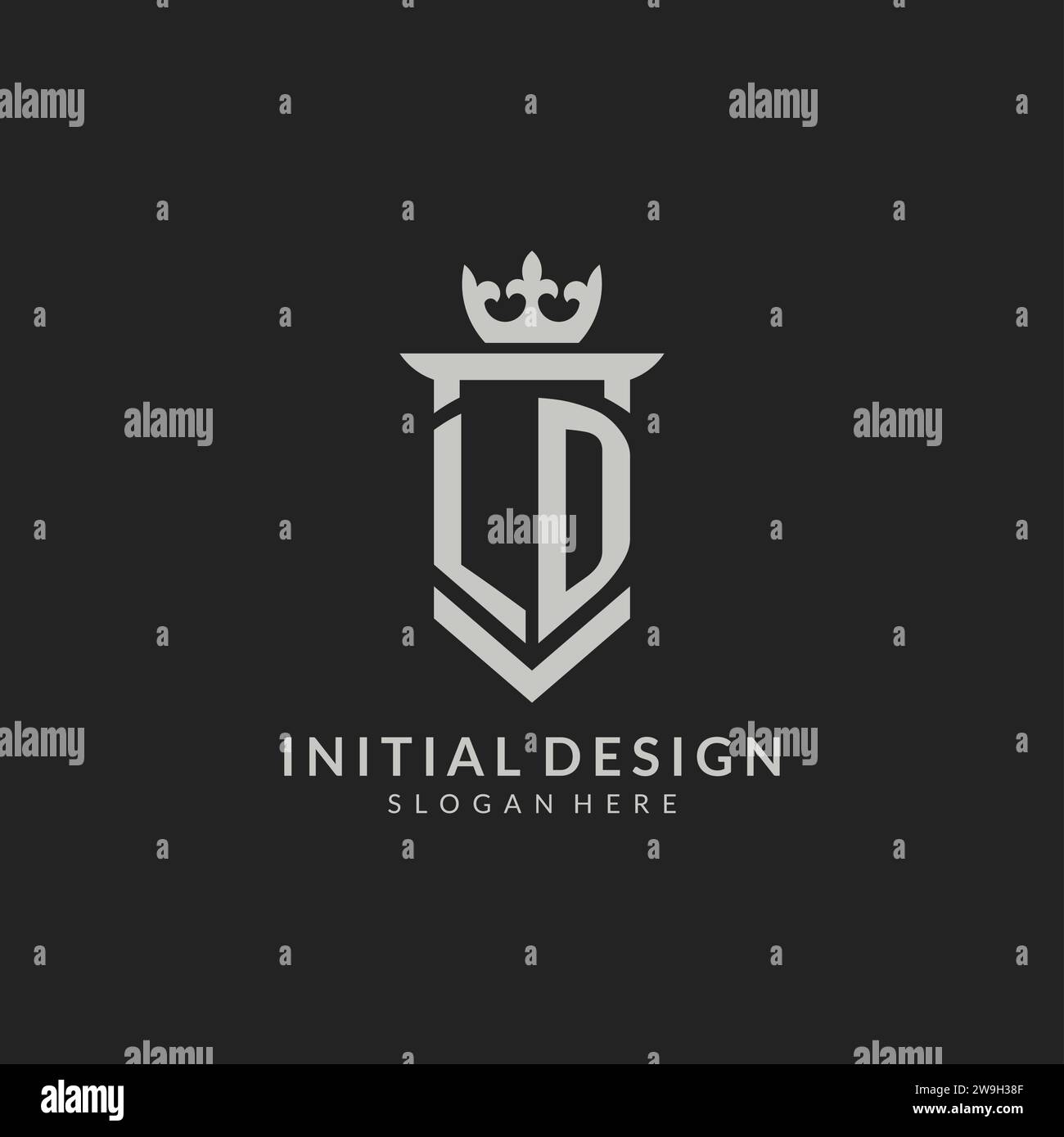Initial LD shield and crown logo style vector graphic Stock Vector ...