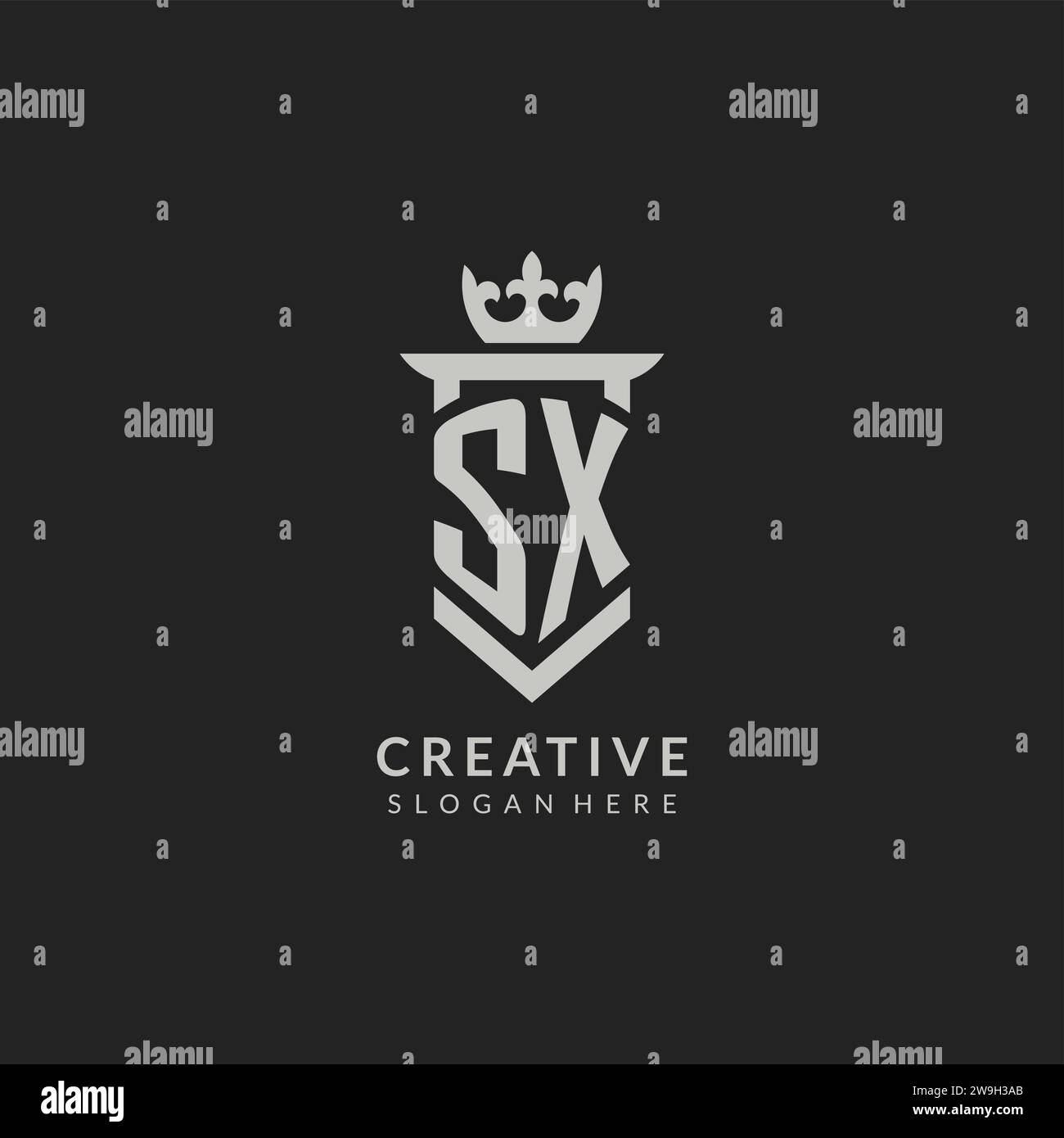 Initial SX shield and crown logo style vector graphic Stock Vector ...