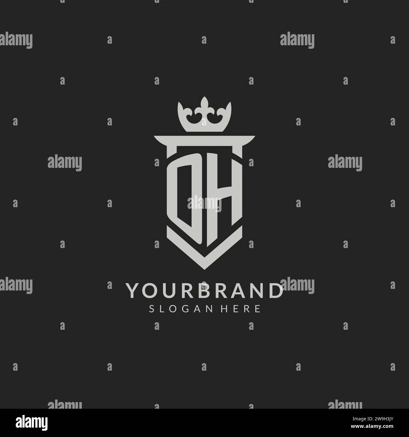 Initial OH shield and crown logo style vector graphic Stock Vector ...