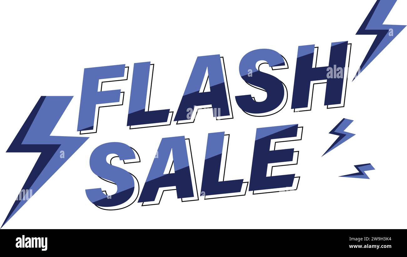 Blue Flash Sale Banner And Lightning Symbol Stock Vector
