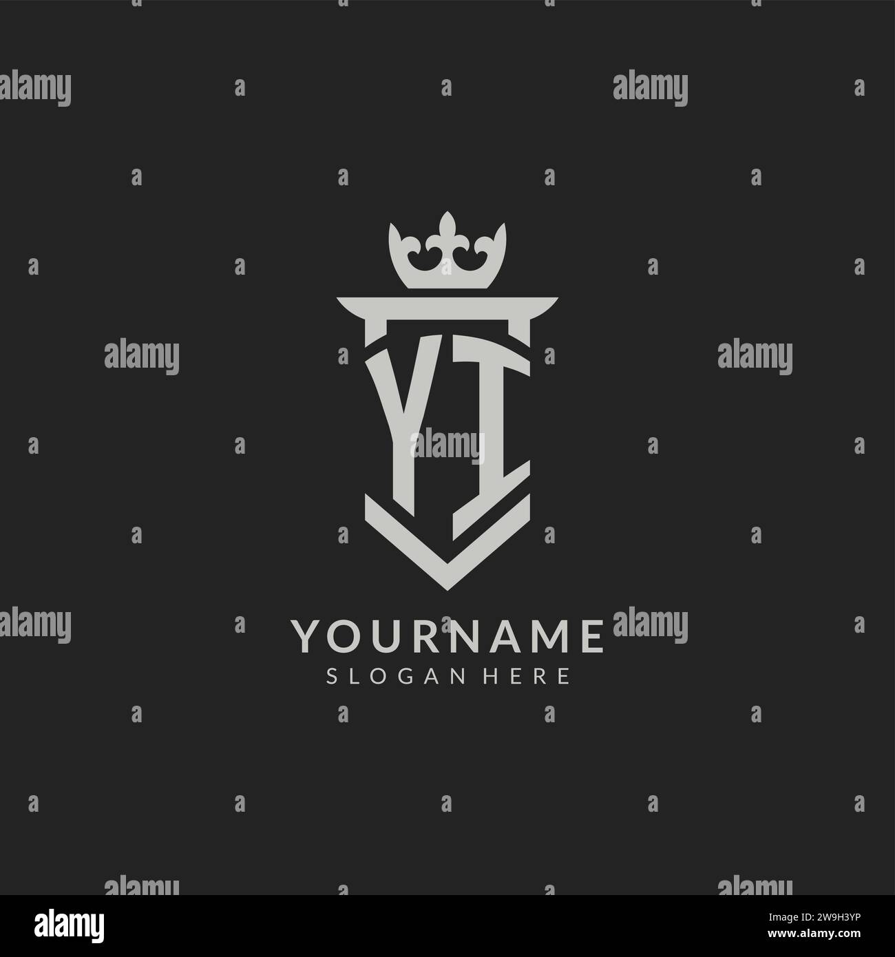 Initial YI shield and crown logo style vector graphic Stock Vector ...