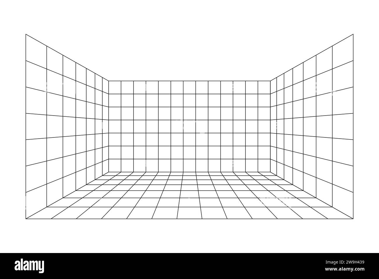 Perspective grid room background vector illustration. Stock Vector