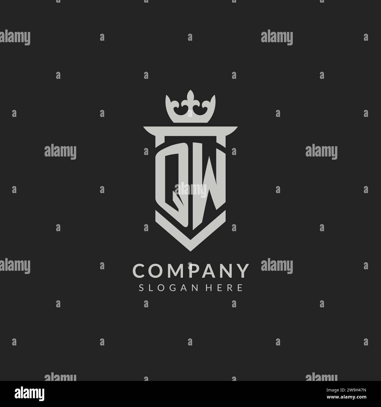 Initial QW shield and crown logo style vector graphic Stock Vector ...