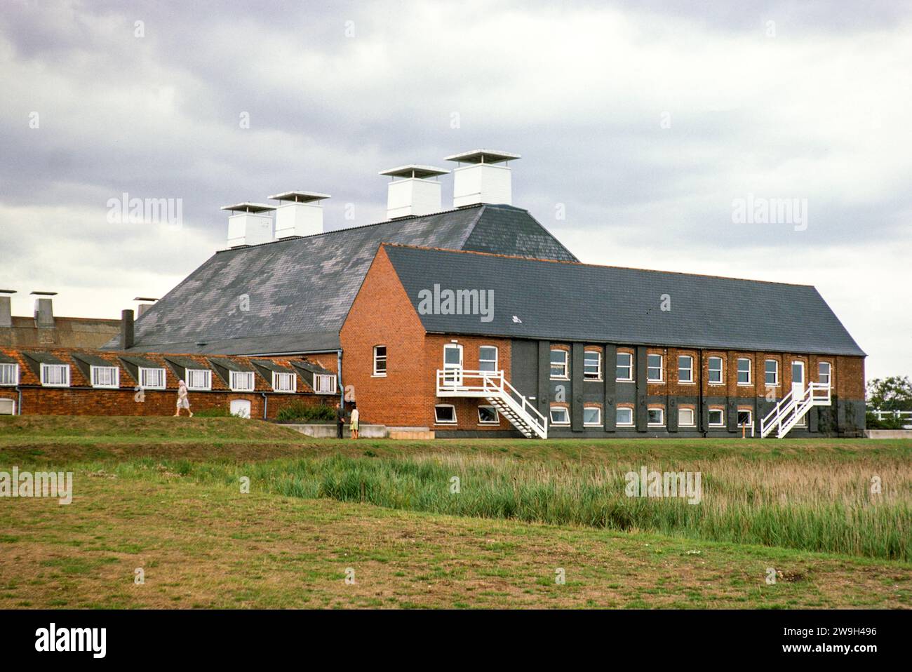 Concert hall in converted industrial building, Snape Maltings, Snape, Suffolk, England, UK July 1976 Stock Photo