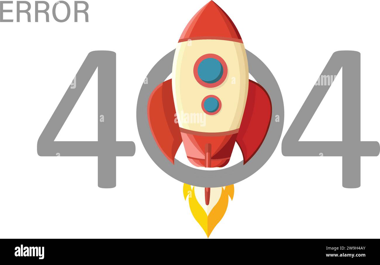 Error 404 Page Not Found With Rocket Vector Stock Vector