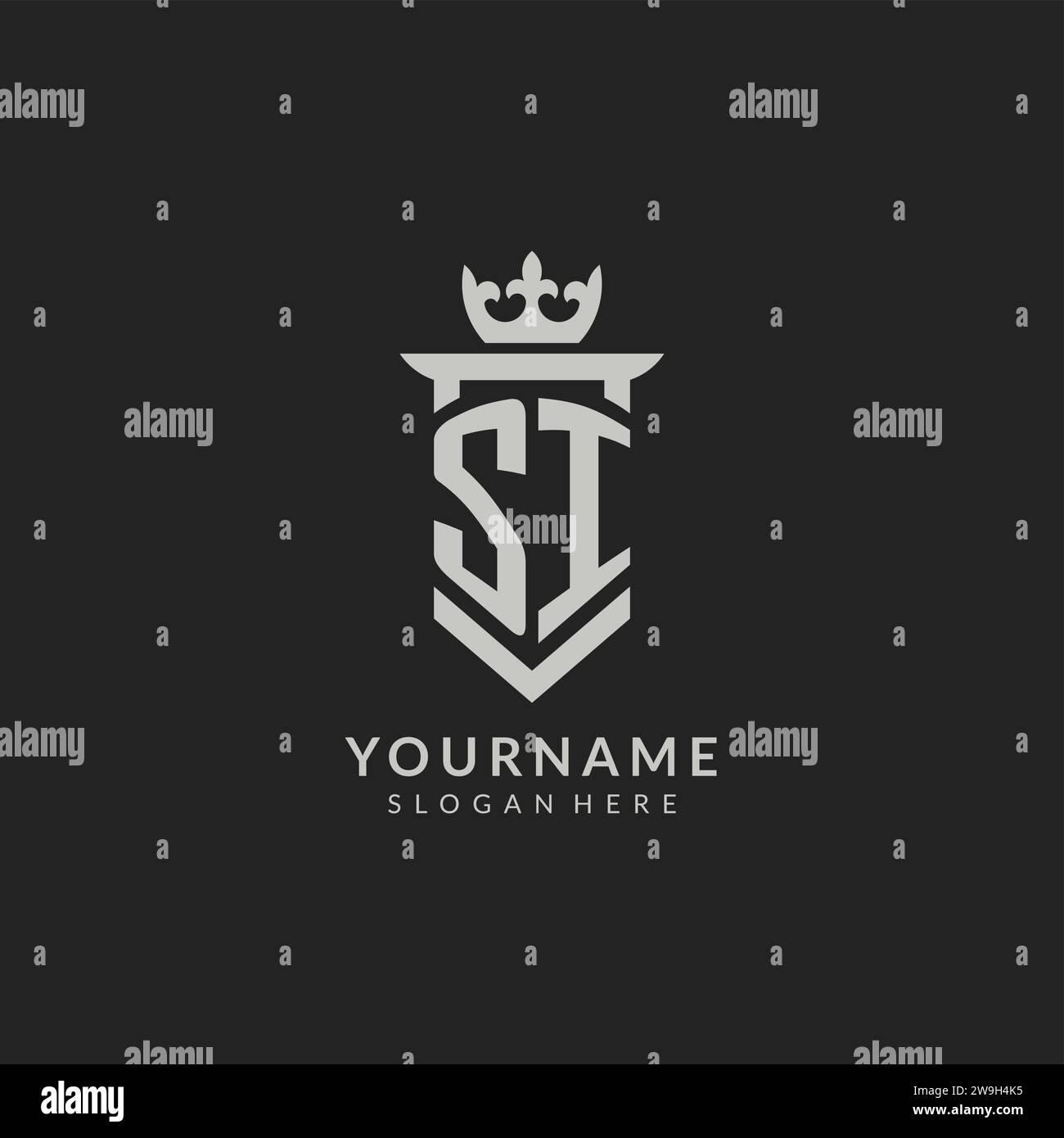 Initial SI shield and crown logo style vector graphic Stock Vector ...