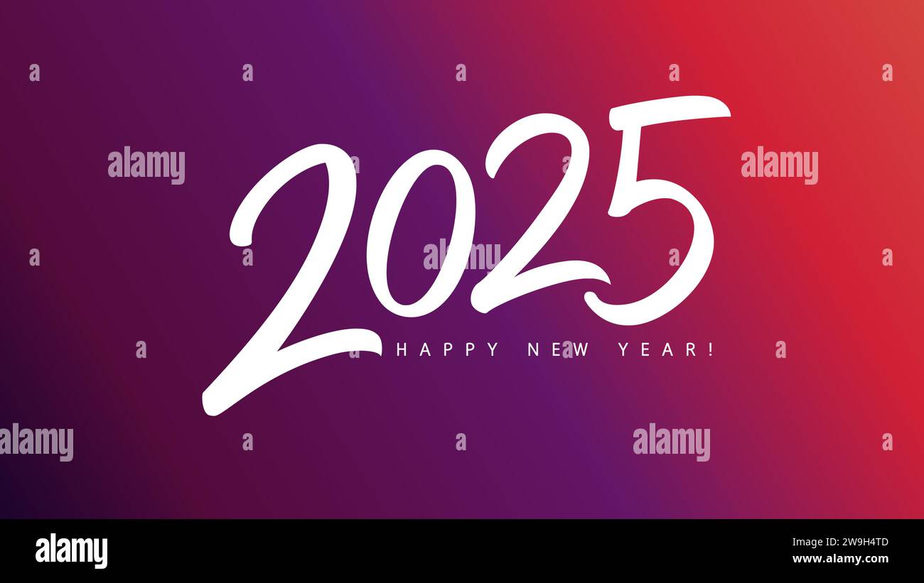 2025 calligraphy web slide. Happy New Year 2025 pink color typography logo design. Celebration number icon. Vector illustration Stock Vector
