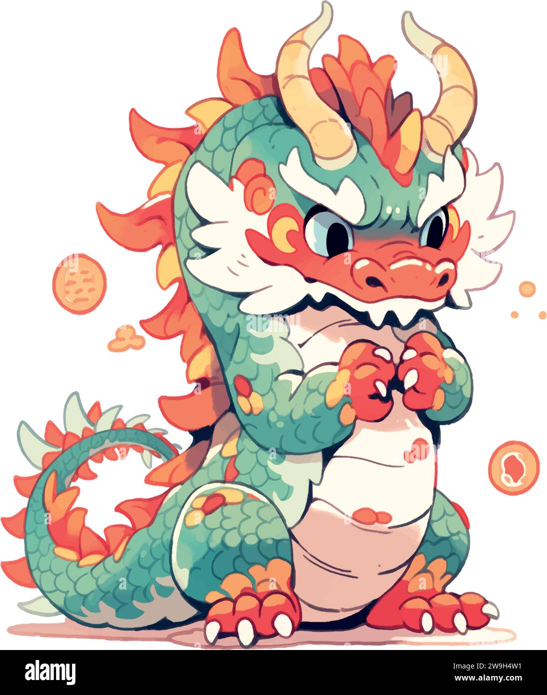 chinese angry dragon 2024 vector cartoon Stock Vector