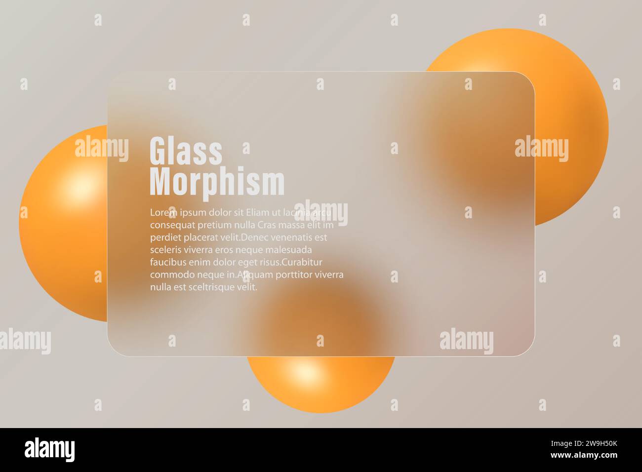 Glass morphism landing page with rectangular frame. Vector illustration ...