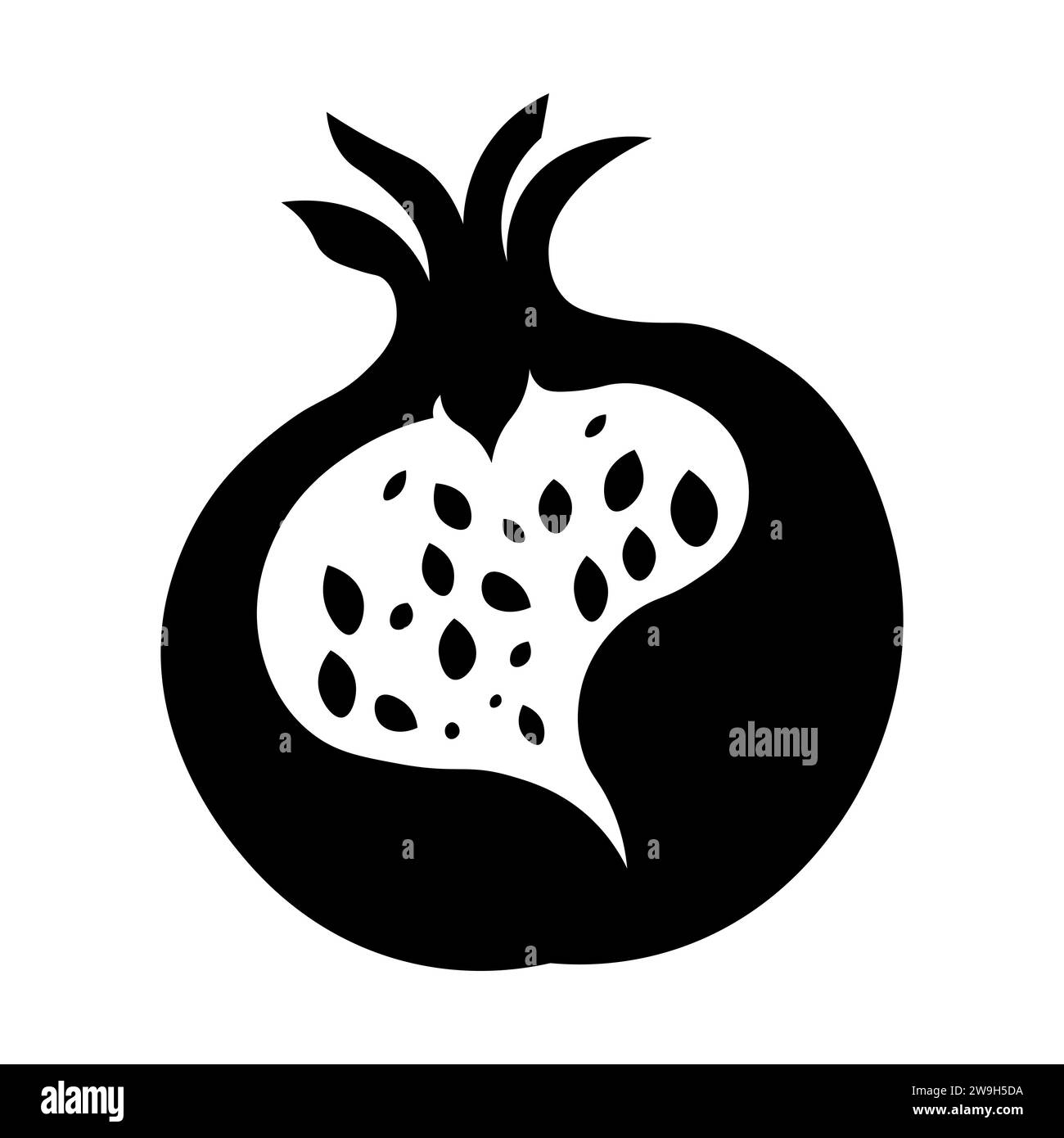 Pomegranate black vector icon on white background Stock Vector