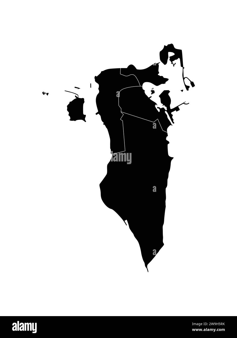 Map Of Bahrain High-Res Vector silhouette and outline Graphic Stock Vector