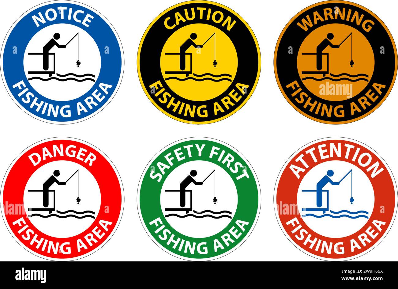 Water Safety Sign Notice Fishing Area Stock Vector Image & Art Alamy