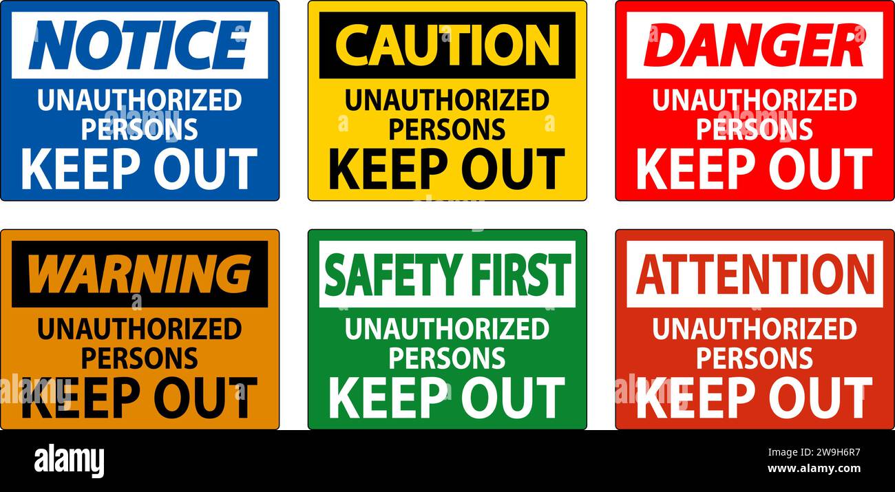 Caution Sign Unauthorized Persons Keep Out Stock Vector