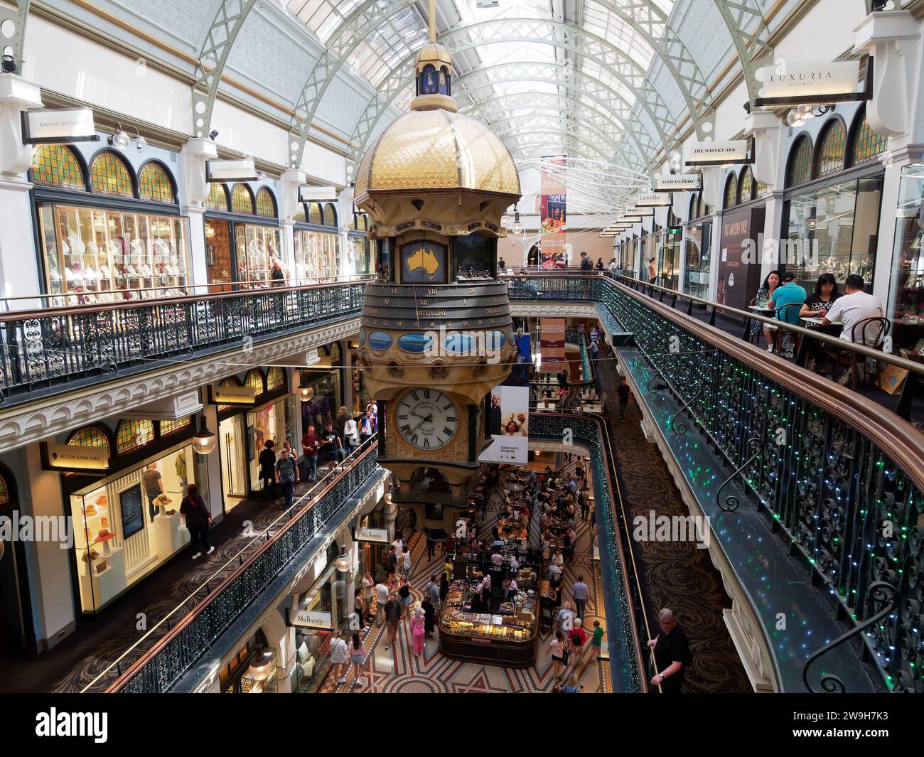 View of the Great Australian Clock inside the Queen Victoria Building