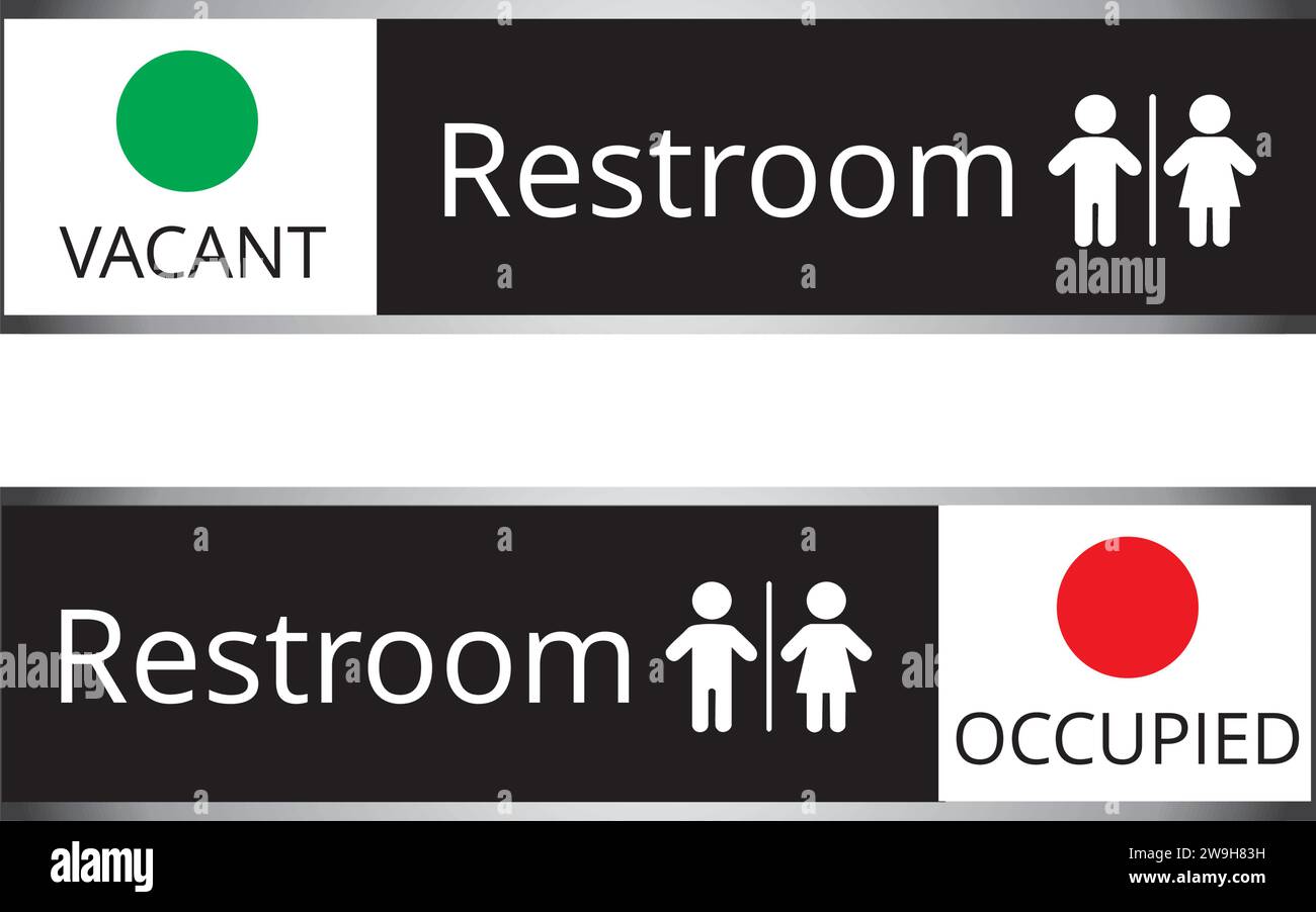 Vacant or occupied restroom slider sign on white background Stock