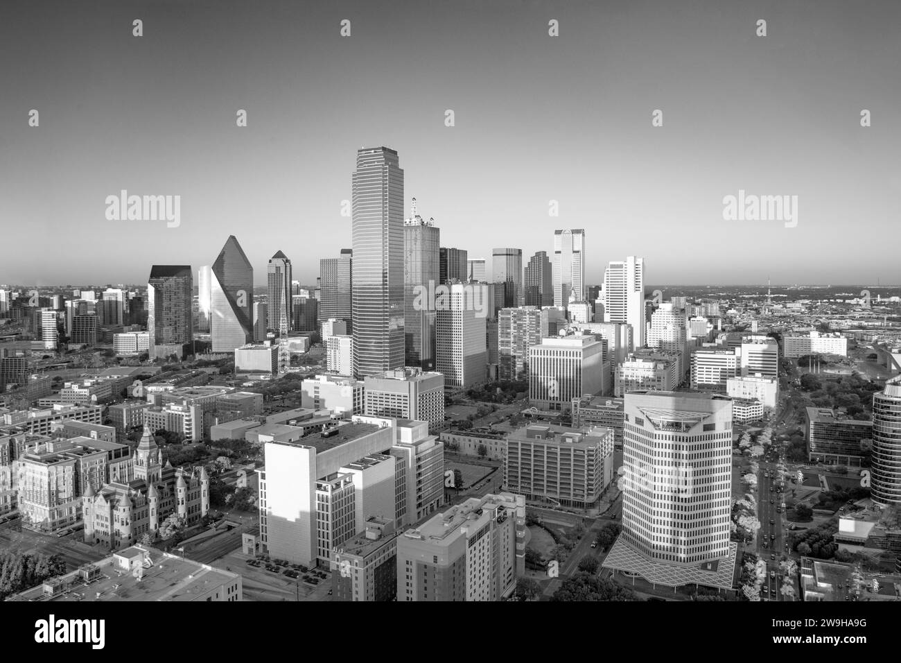 scenic skyline in late afternoon in Dallas, Texas, USA Stock Photo