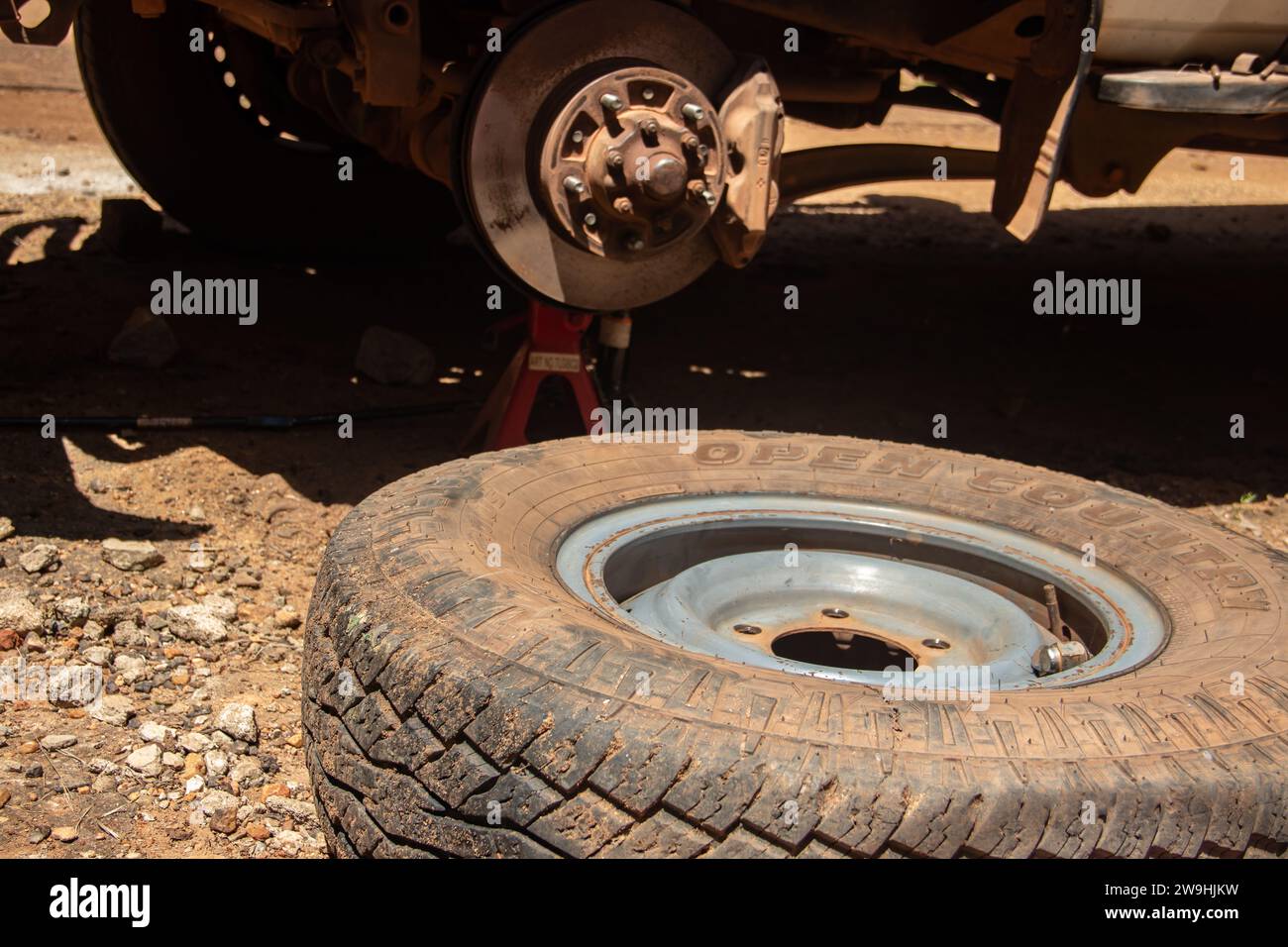 Vehicle front strut and axel in auto service mechanical Stock