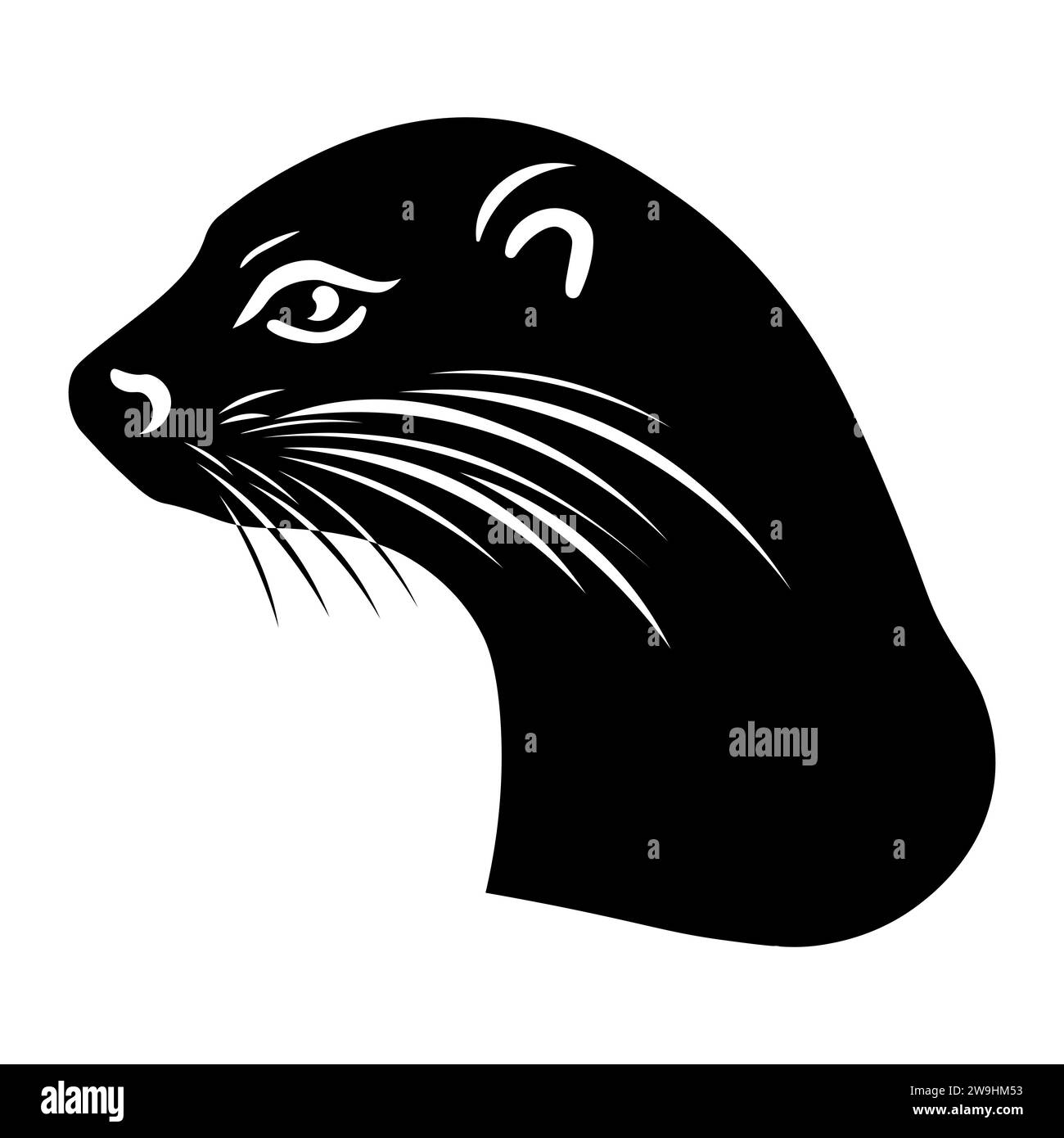 Otter black vector icon on white background Stock Vector