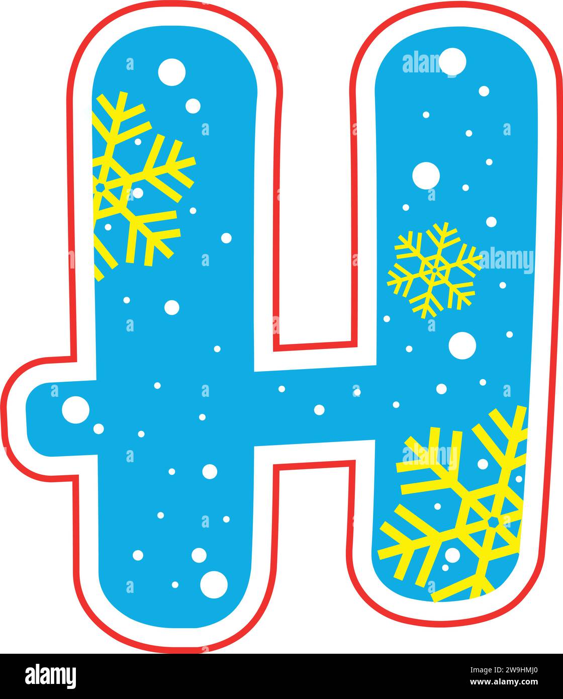 Colored letter H with christmas ornaments Vector Stock Vector
