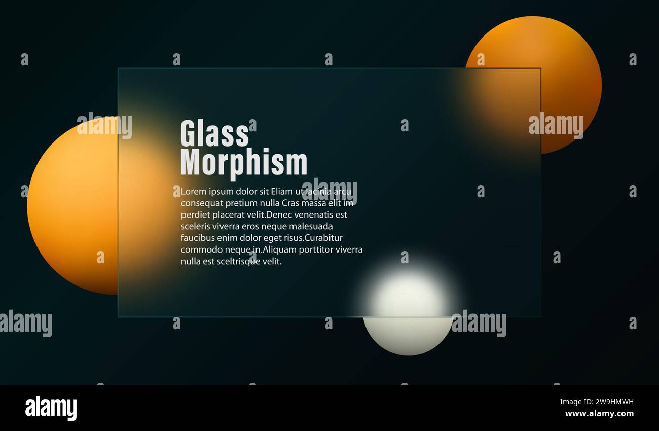 Glass morphism style. Floating blurred colored spheres with a ...