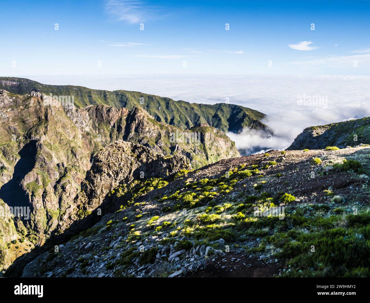 The mountains around the Pico do Arieiro on Madeira. Stock Photo