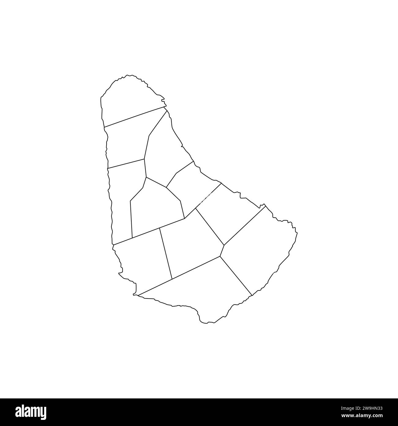 Map Of Barbados High-Res Vector silhouette and outline Graphic Stock Vector