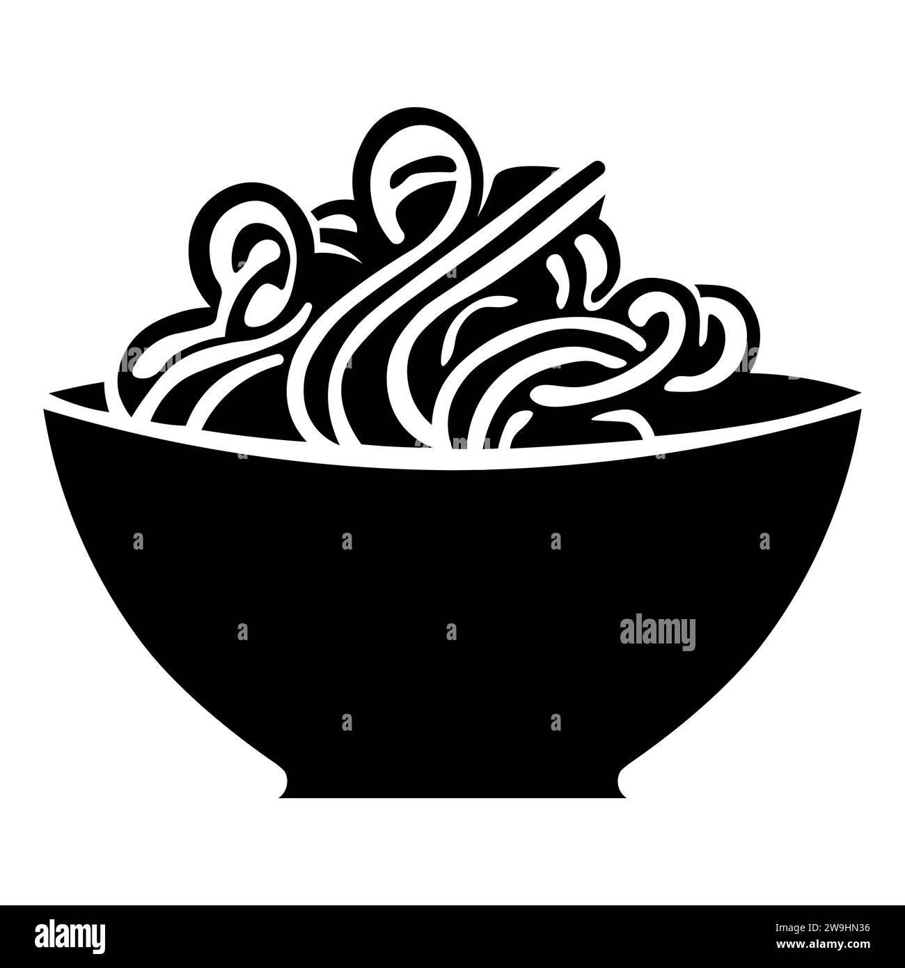 Noodles black vector icon on white background Stock Vector