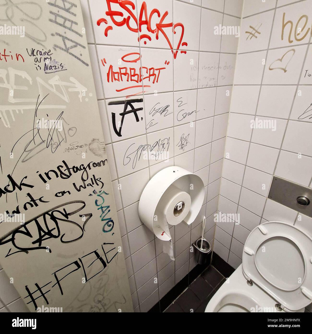 Graffitis, public toilets, Check Point Charlie Museum, Check Point ...