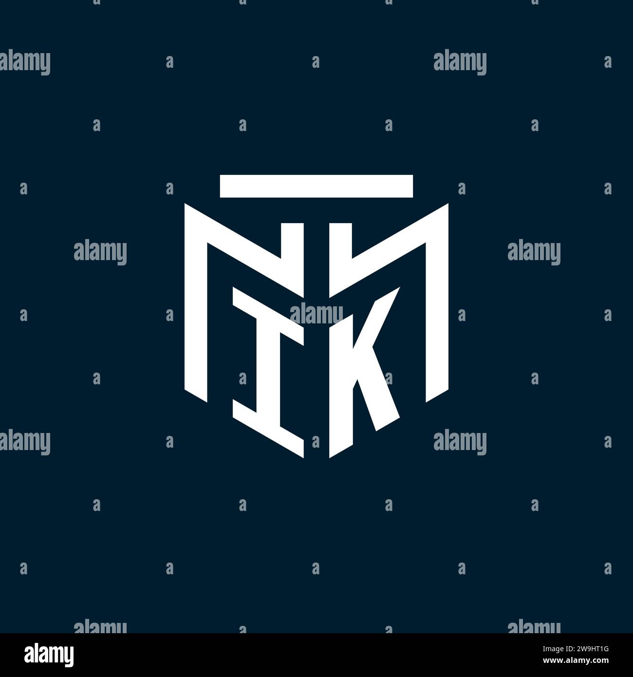 IK monogram initial logo with abstract geometric style design ...