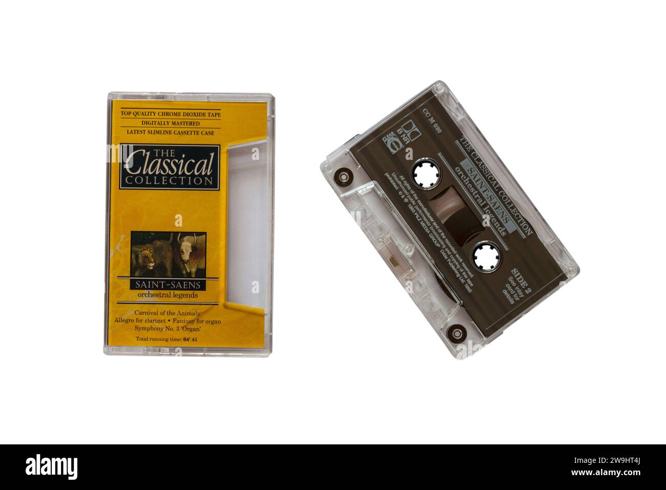 The Classical Collection Saint-Saens Orchestral Legends cassette tape removed from case isolated on white background - classical music Stock Photo