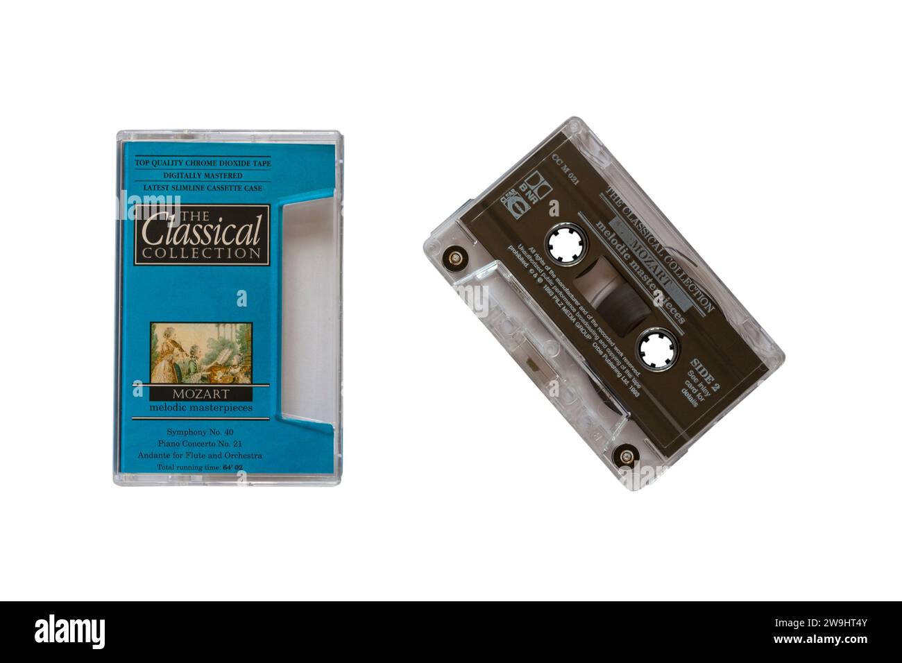 The Classical Collection Mozart Melodic Masterpieces cassette tape removed from case isolated on white background - classical music Stock Photo