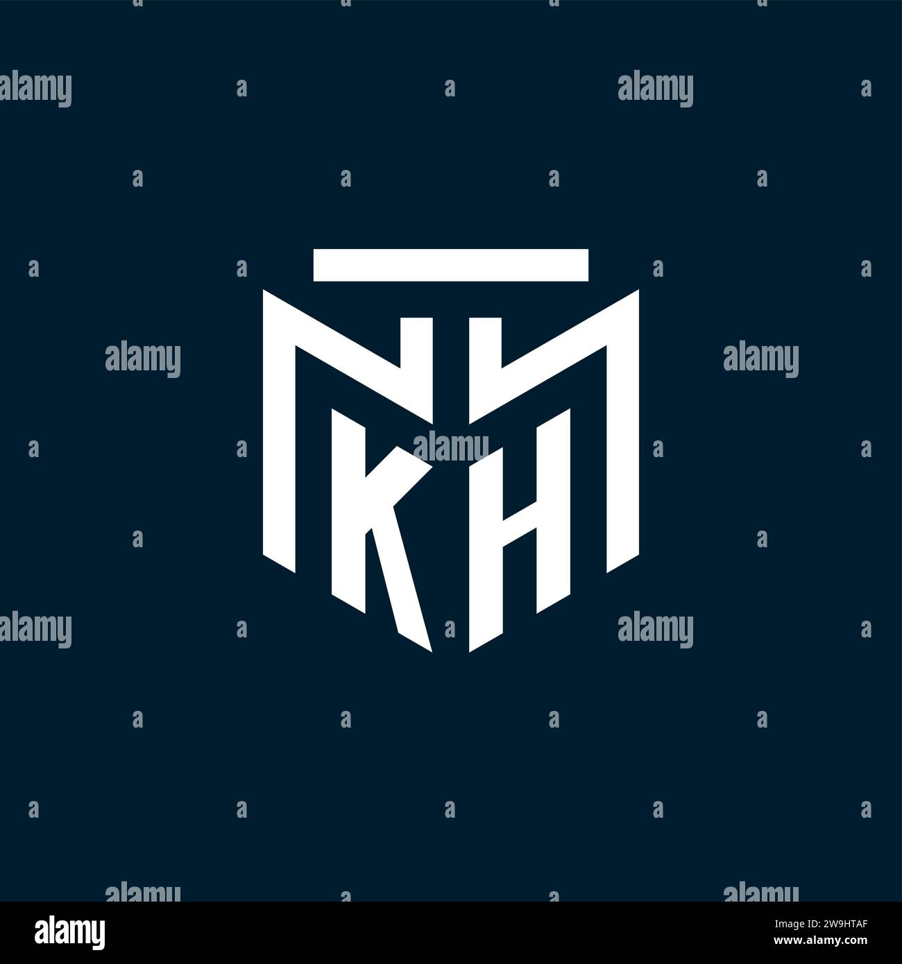 KH monogram initial logo with abstract geometric style design