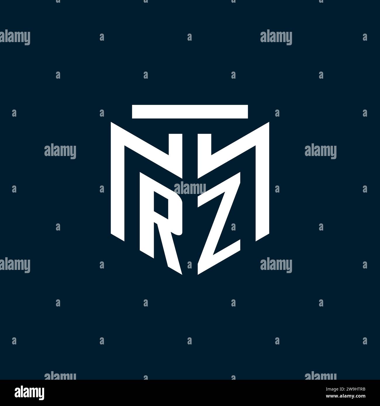 RZ monogram initial logo with abstract geometric style design ...