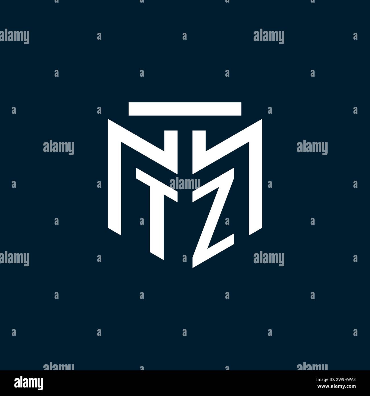 TZ monogram initial logo with abstract geometric style design ...