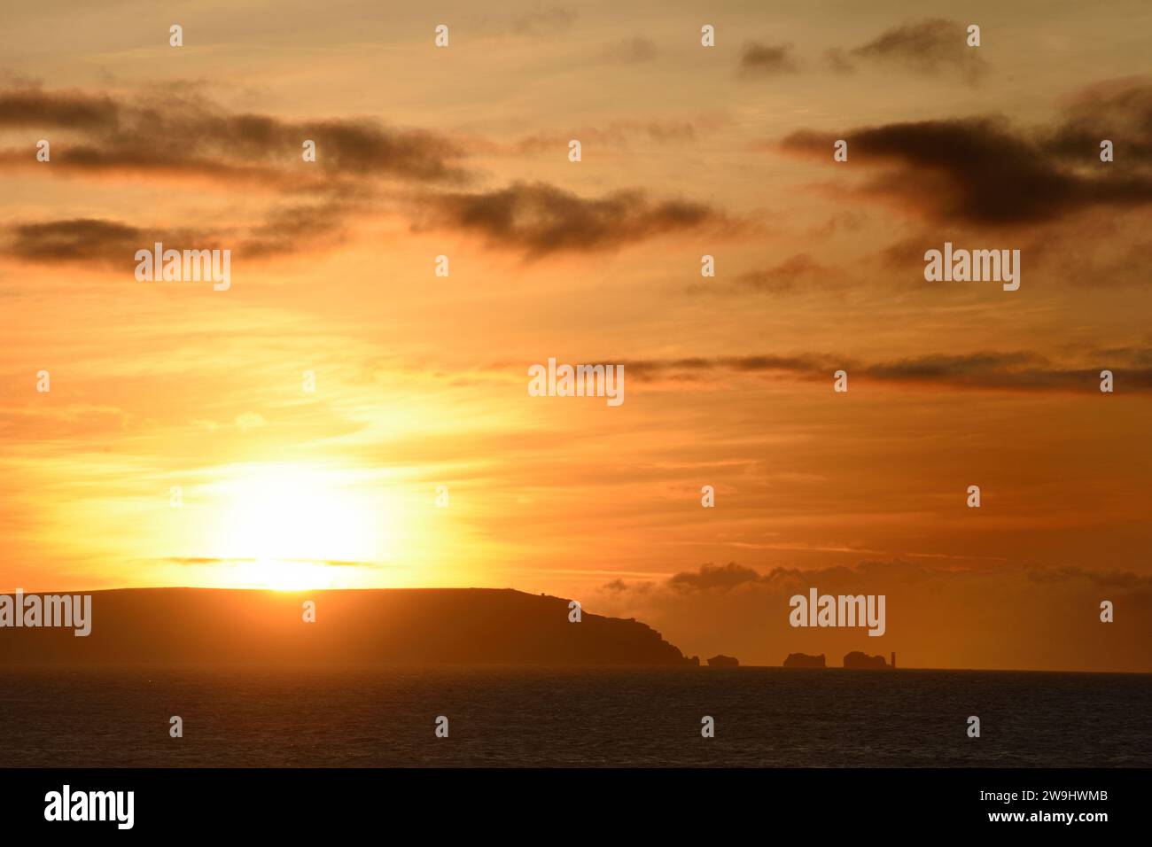 Sunrise over the Isle of Wight and the Iconic Needles UK Stock Photo ...
