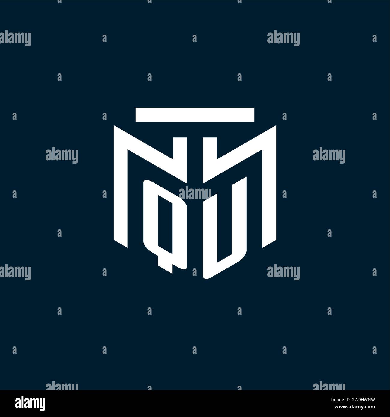 QU monogram initial logo with abstract geometric style design ...