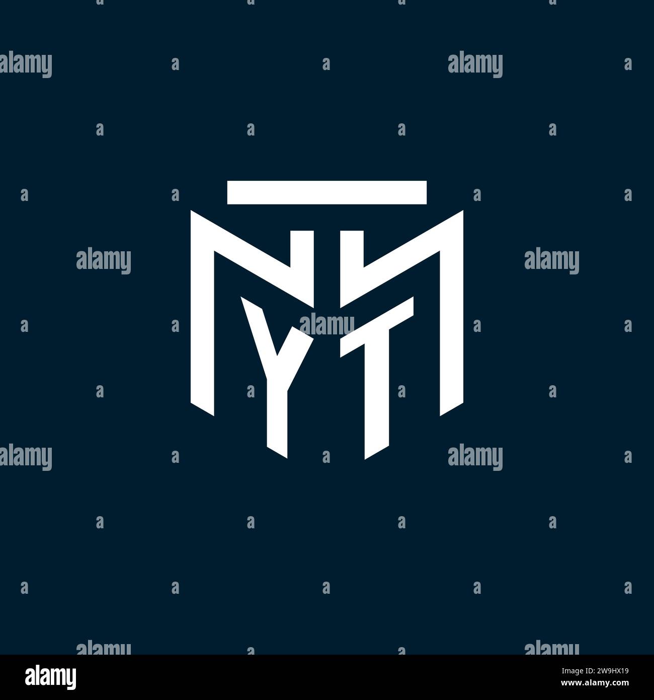 YT monogram initial logo with abstract geometric style design ...