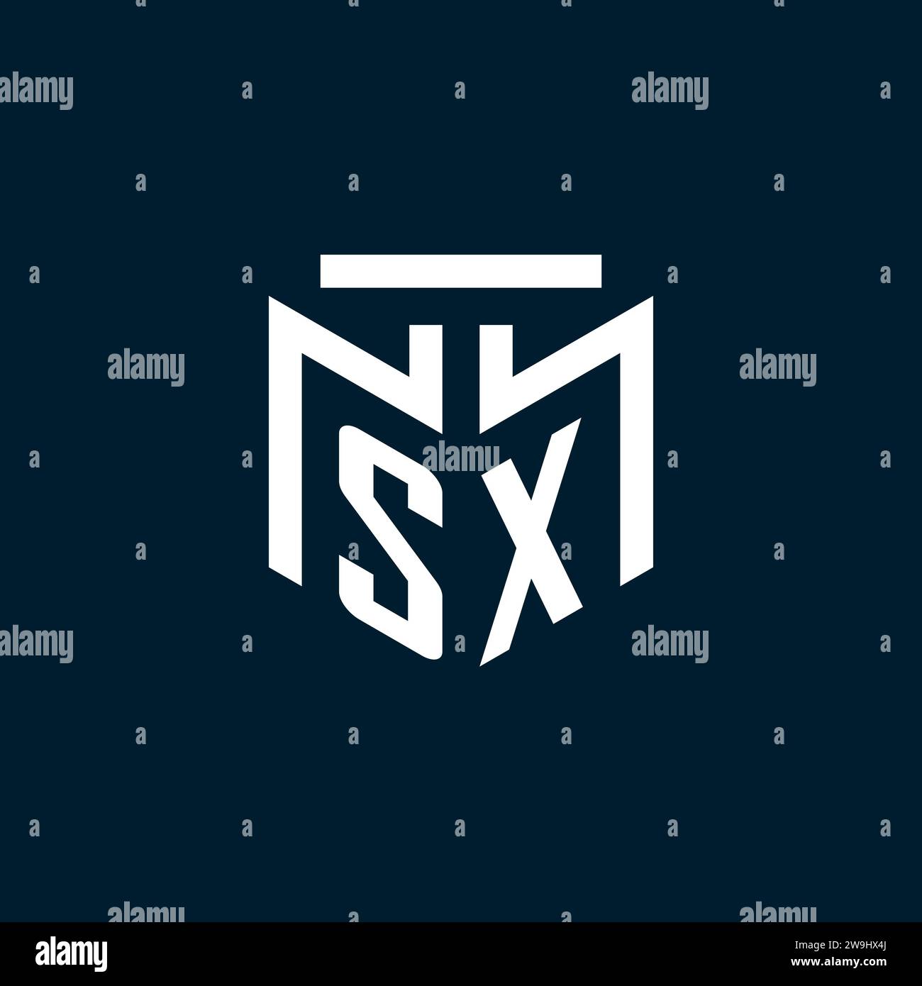 SX monogram initial logo with abstract geometric style design ...