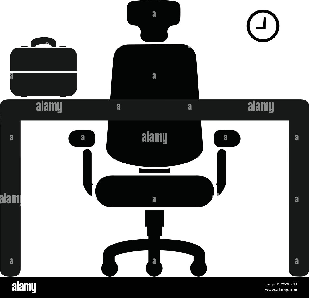 Business Office Desk vector modern office interior silhouette