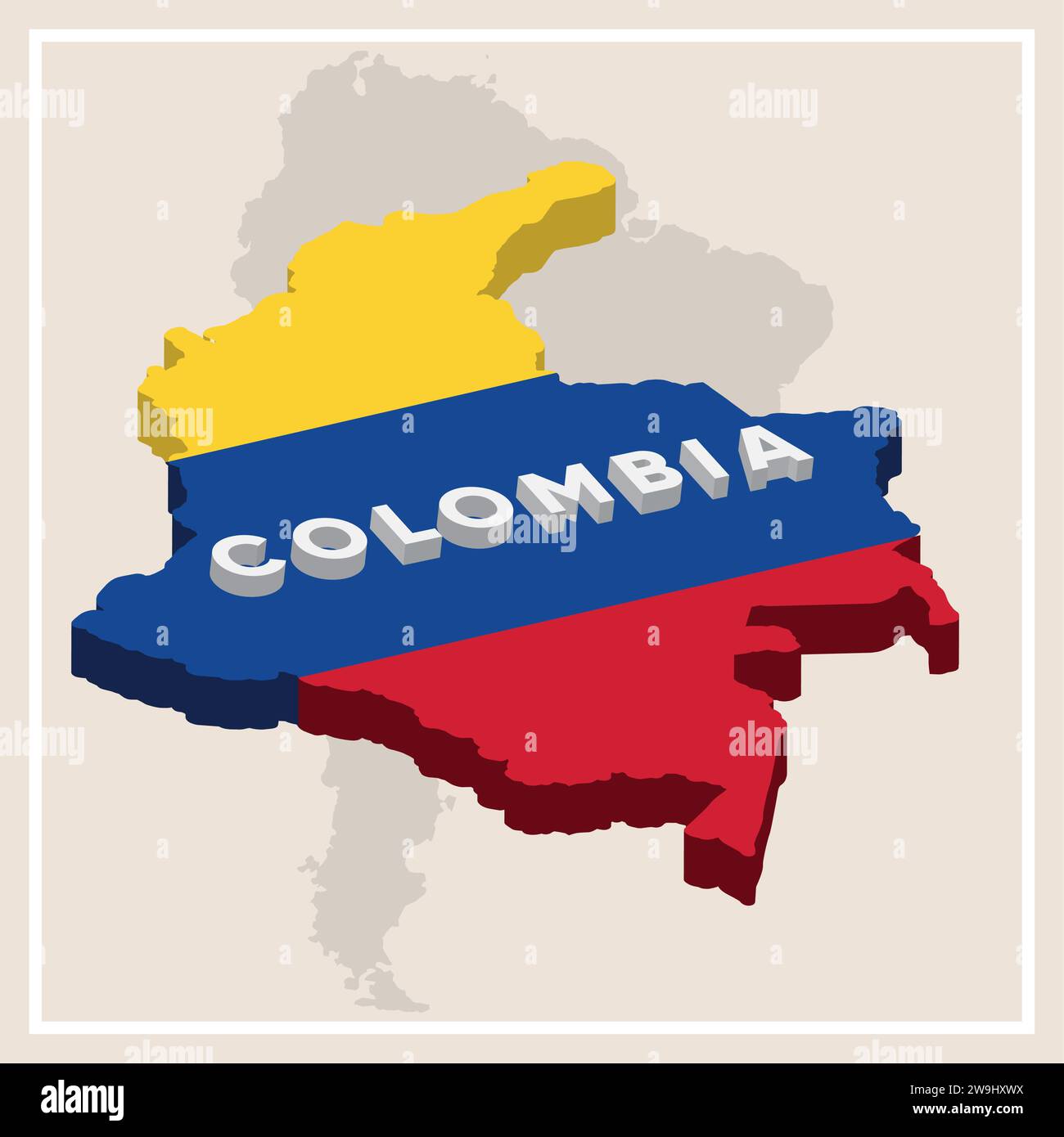 Isolated map of colombia with its flag Colombia travel template Vector Stock Vector