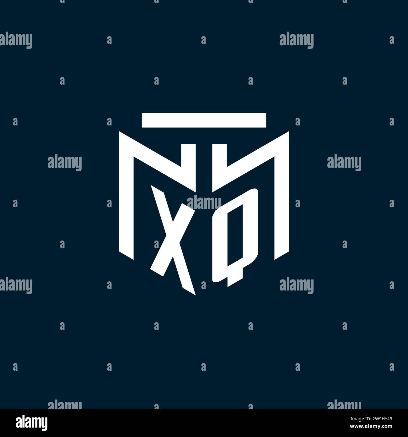 XQ monogram initial logo with abstract geometric style design ...