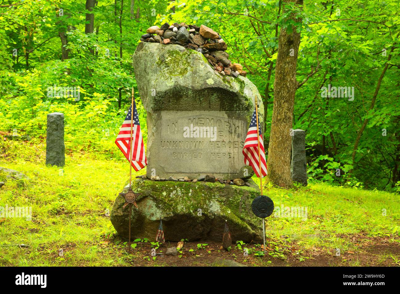 Cemetery monument, Putnam Memorial State Park, Connecticut Stock Photo
