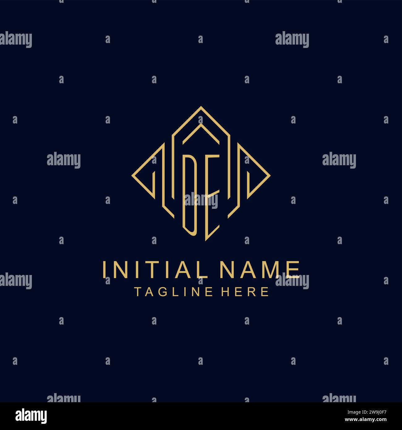 Initial logo DE monogram with rhombus line style design vector graphic ...