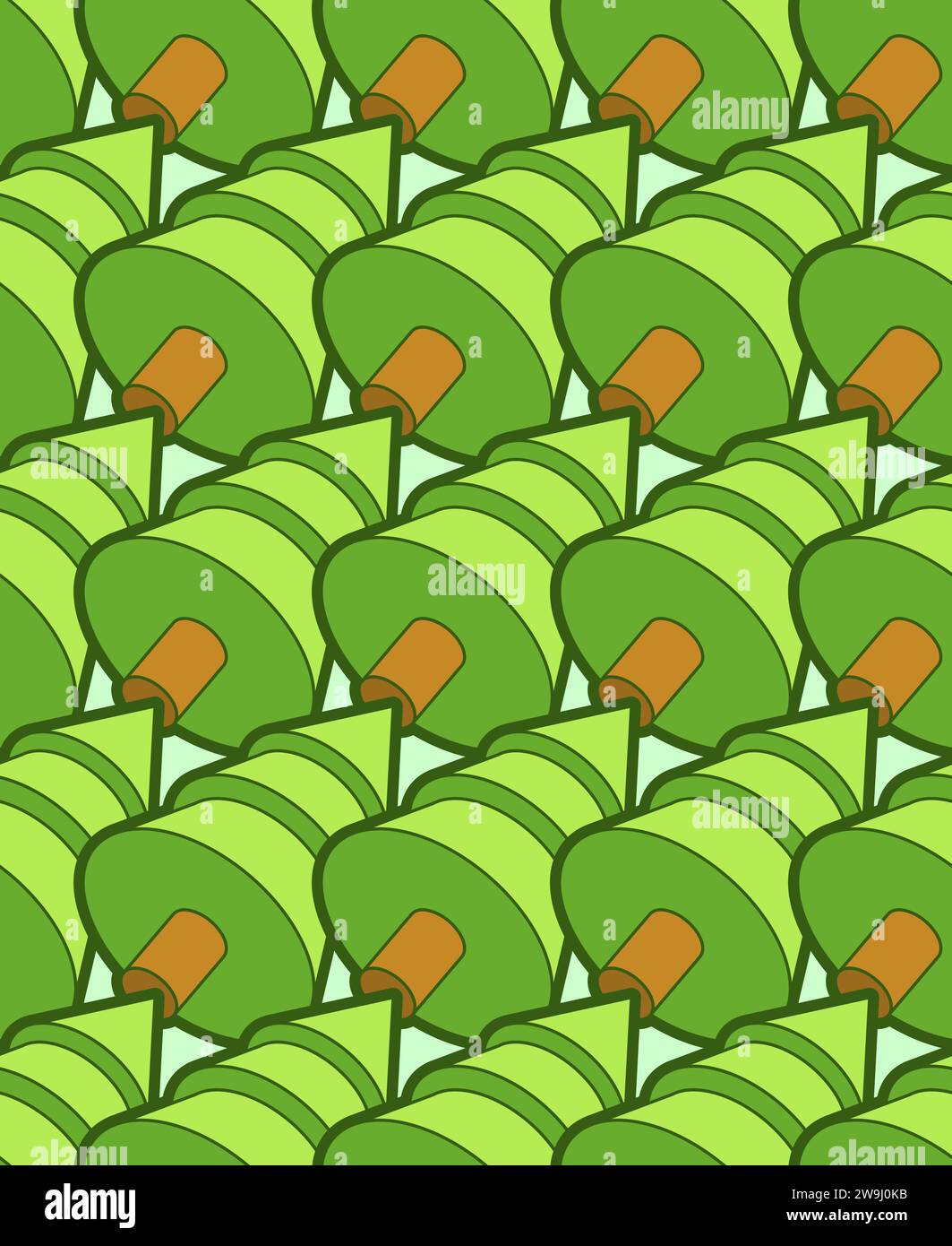 Christmas tree isometric pattern seamless. Spruce 3D background Stock Vector
