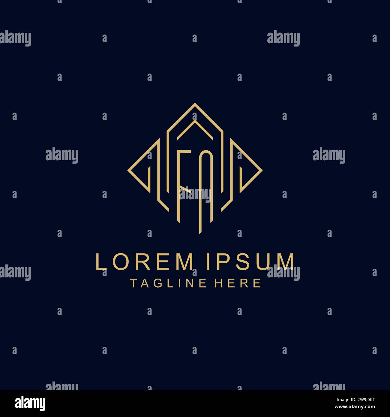 Initial logo FN monogram with rhombus line style design vector graphic ...